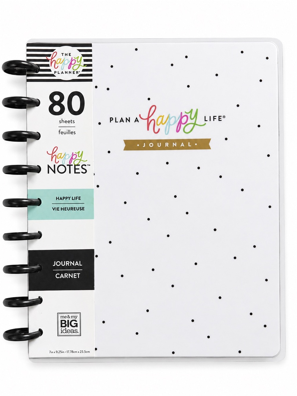 The Happy Planner Happy Notes White Dot Journal 80 Sheets 7” x 9.25” Disc Bound